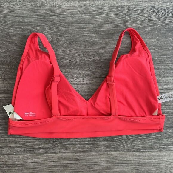 AERIE Scoop Bikini Top Size XL Berry Red VNeck Removable Pads Colorful Retro NWT - Picture 5 of 7